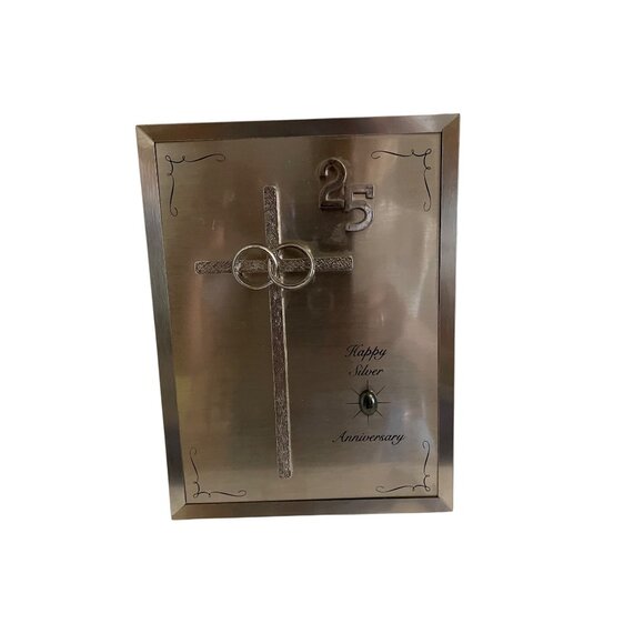 Furtado 25th Happy Silver Anniversary Musical Frame With Cross Giveaways Gray Me - Picture 15 of 16